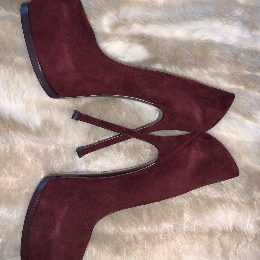 YSL Tribtoo High Heel Pumps Sz 39.5 Bordeaux Suede - Picture 3 of 15